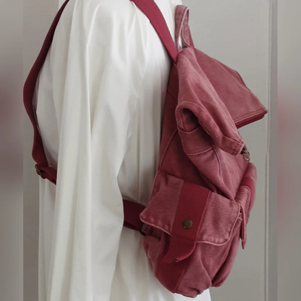 Unbranded Plum Canvas Roll-Top Backpack